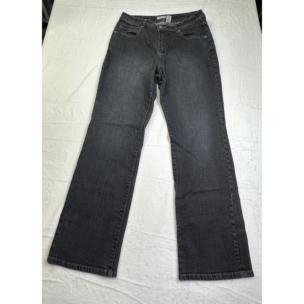 Chico's Platinum Jeans Women 1.5 Gray Bootcut Stretch Denim Mid Rise Faded